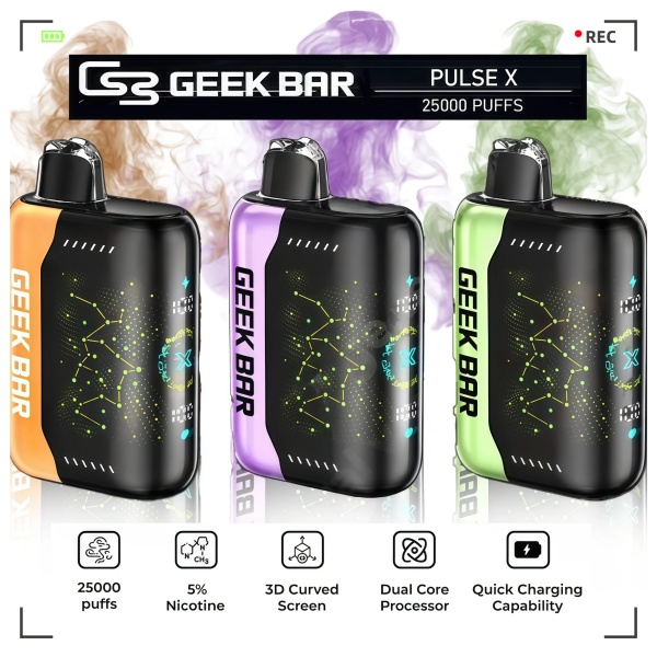 GEEK BAR PULSE X 25000口 曲面數控顯示屏 一次性拋棄式電子煙